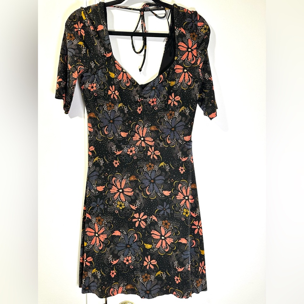 Free People Black and Pink Floral Dress